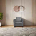Godrej Interio Sofa Emperor 1 Seater Synthetic Leather Sofa For Living Room, 1Year Warranty, Solid Wood, Nimbus Grey