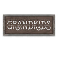 Grandkids - Personalized Art Gift for Grandparents (Rustic Woodgrain, 13.5x32.5 Framed Canvas)