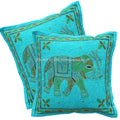 Dk Homewares Cotton Ethnic Sofa Diwan Cushion Covers 16 By 16 Living Room Decor Gold Thread Ari Embroidered Elephant Ethnic Deco