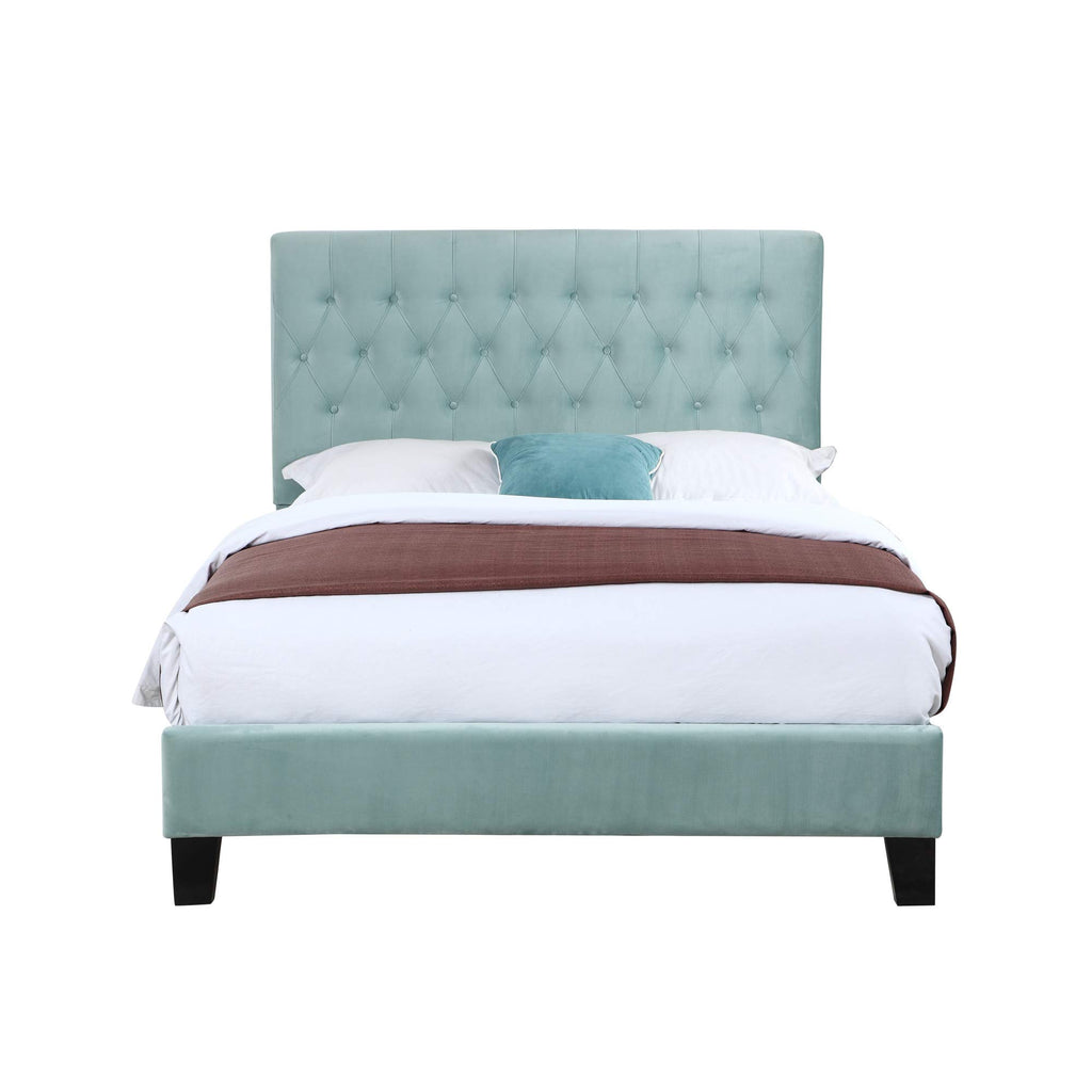 Wallace & Bay Dalton Velvet Upholstered Bed, Full, Aqua