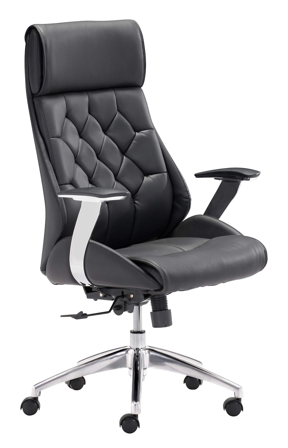 HomeRoots 28.7' x 29' x 46.6' Black, Leatherette, Chromed Steel, Office Chair