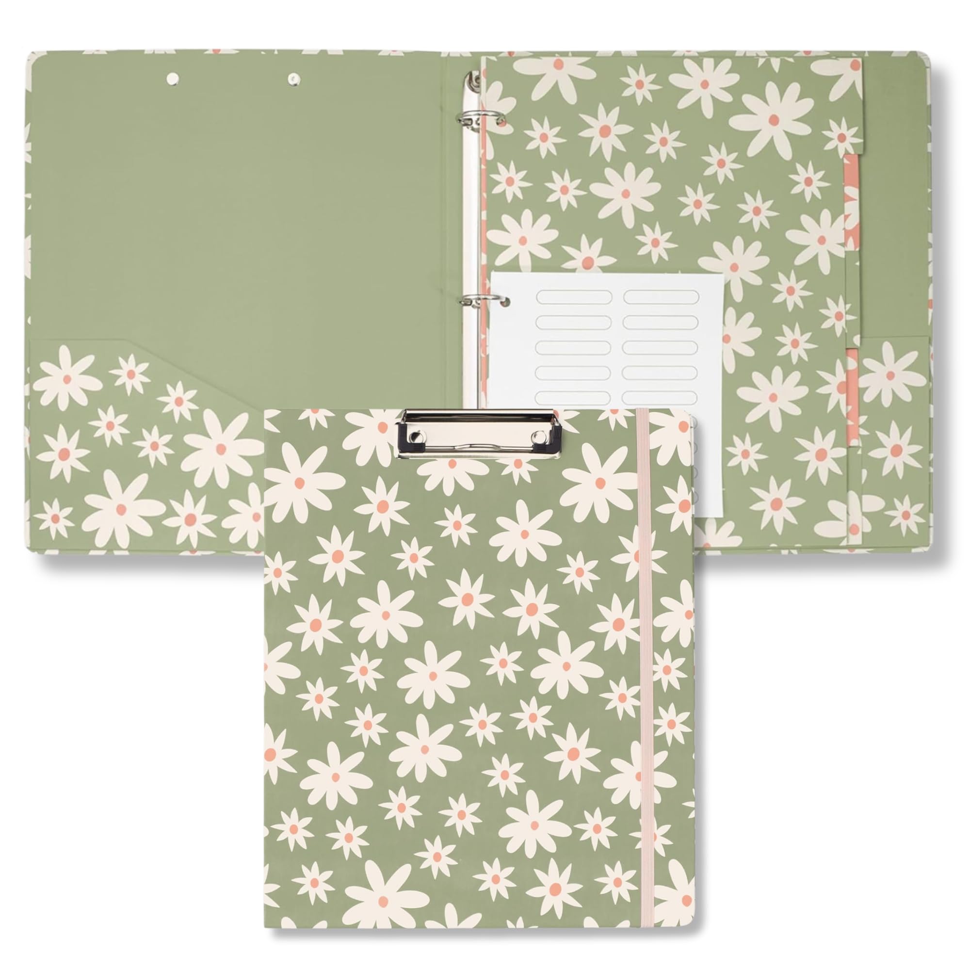 Steel Mill & Co Cute Decorative Hardcover 3 Ring Binder With Clipboard Folio Cover For Letter Size Paper, 1 Inch Round Rings, Di