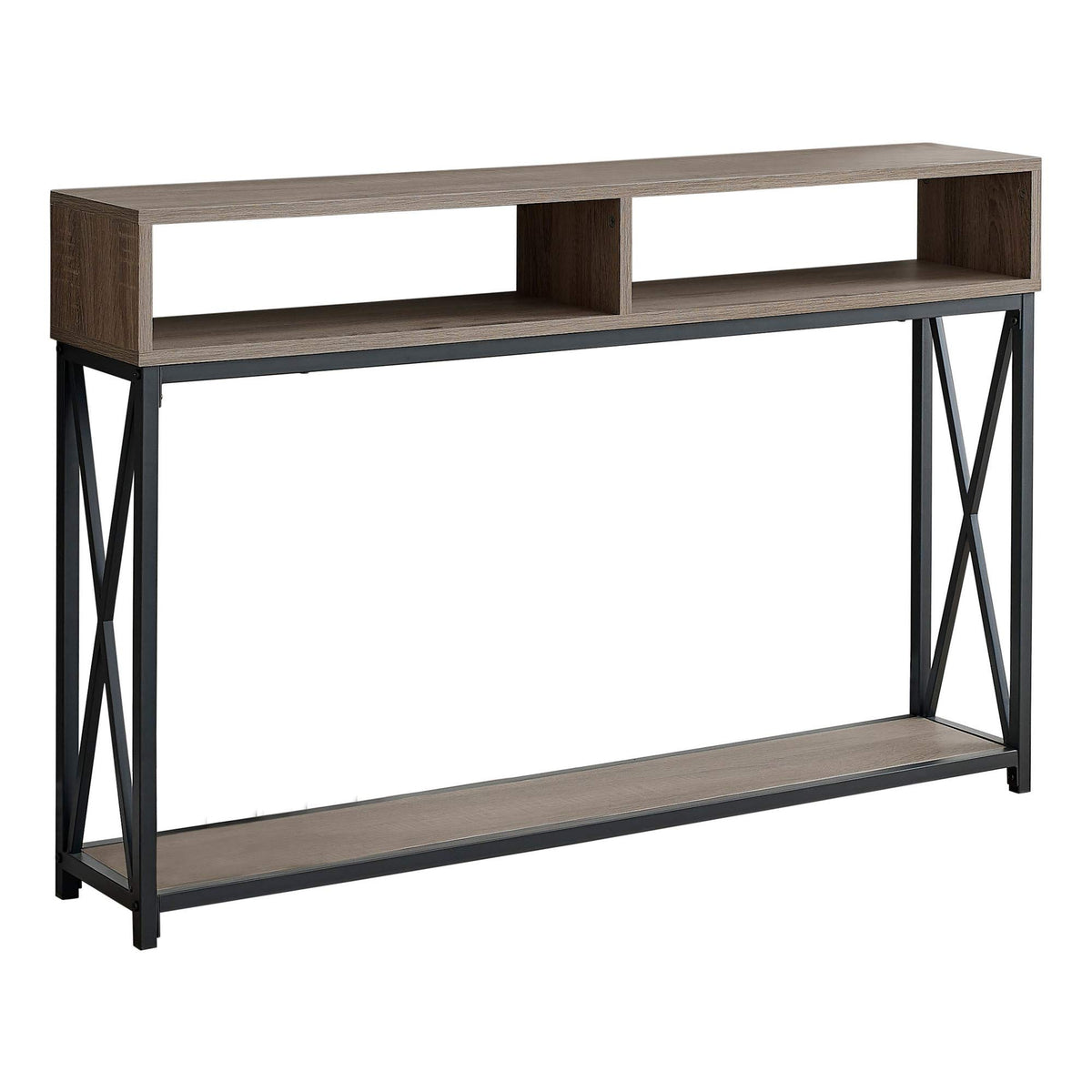 HomeRoots 47&quot; Taupe and Black Frame Console Table with Storage