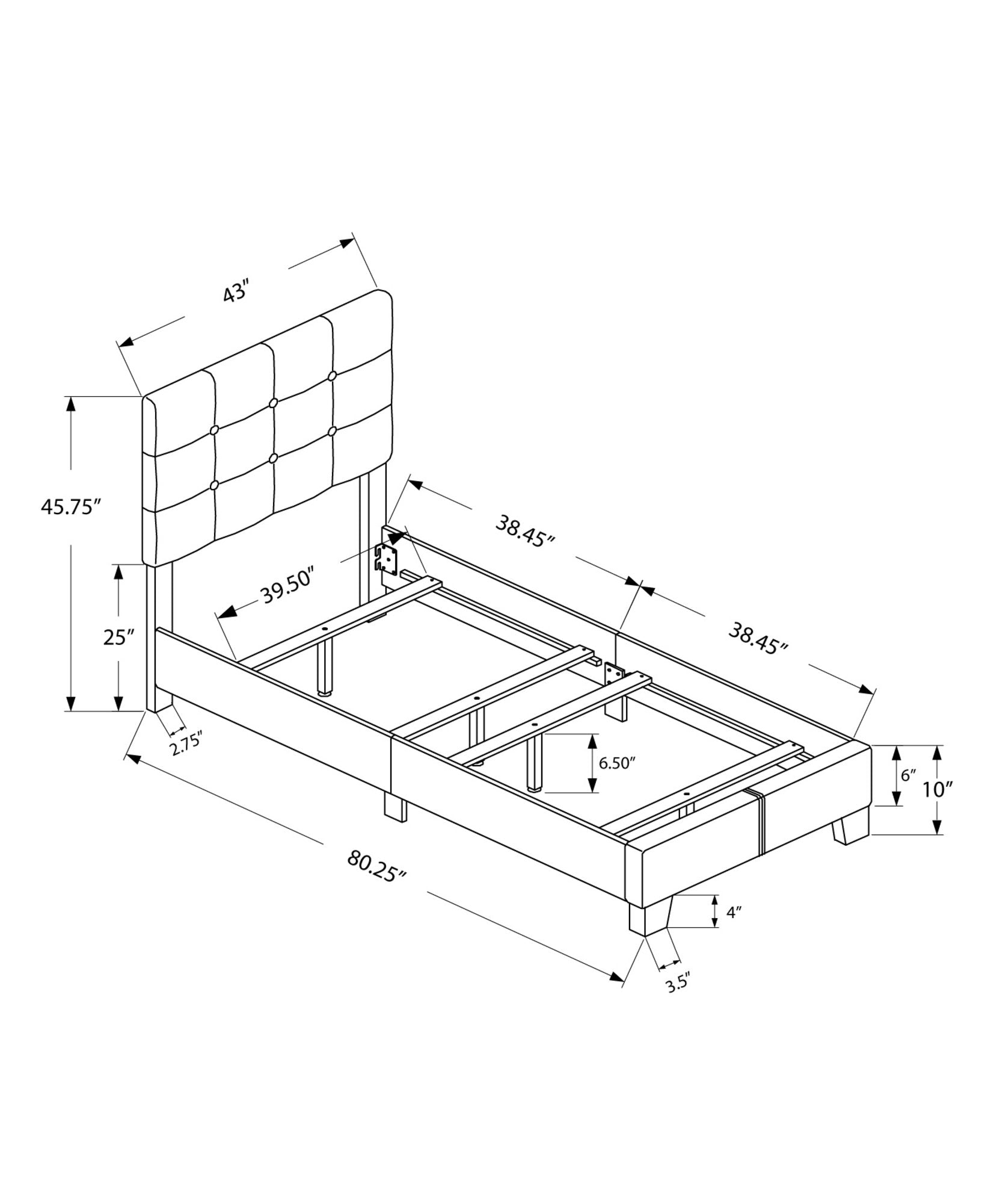 Monarch Specialties Bed Frames, Twin, Grey