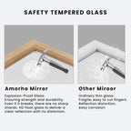 Amorho Bathroom Mirror, 60X40 Inch Wall Mirror, Oak Wood Grain Metal Framed, Anti-Rust, Hang Horizontally/Vertically, Suitable F