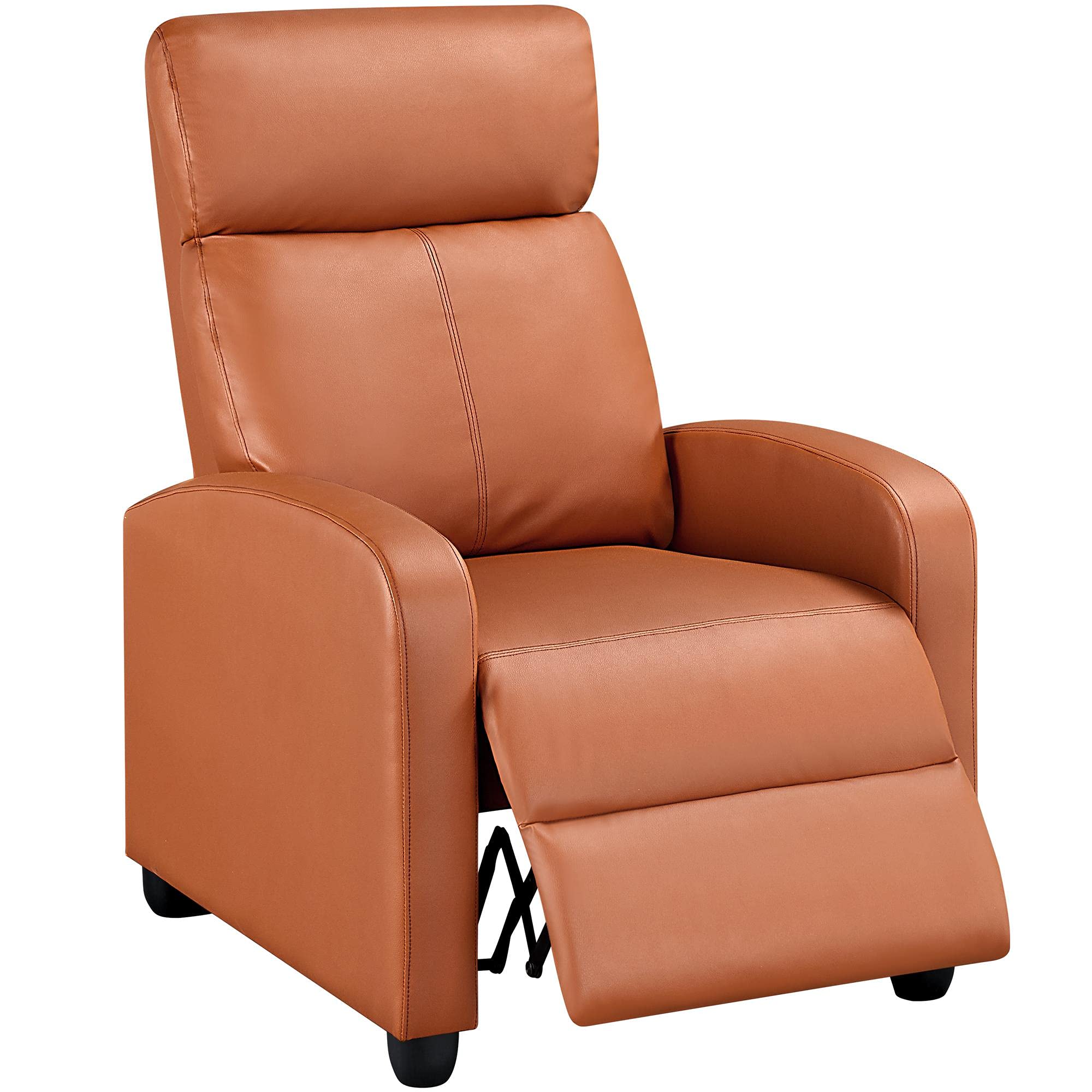Topeakmart Single Recliner Chair Pu Leather Recliner Sofa Padded Seat Club Chair For Living Room Home Theater Seating Tan