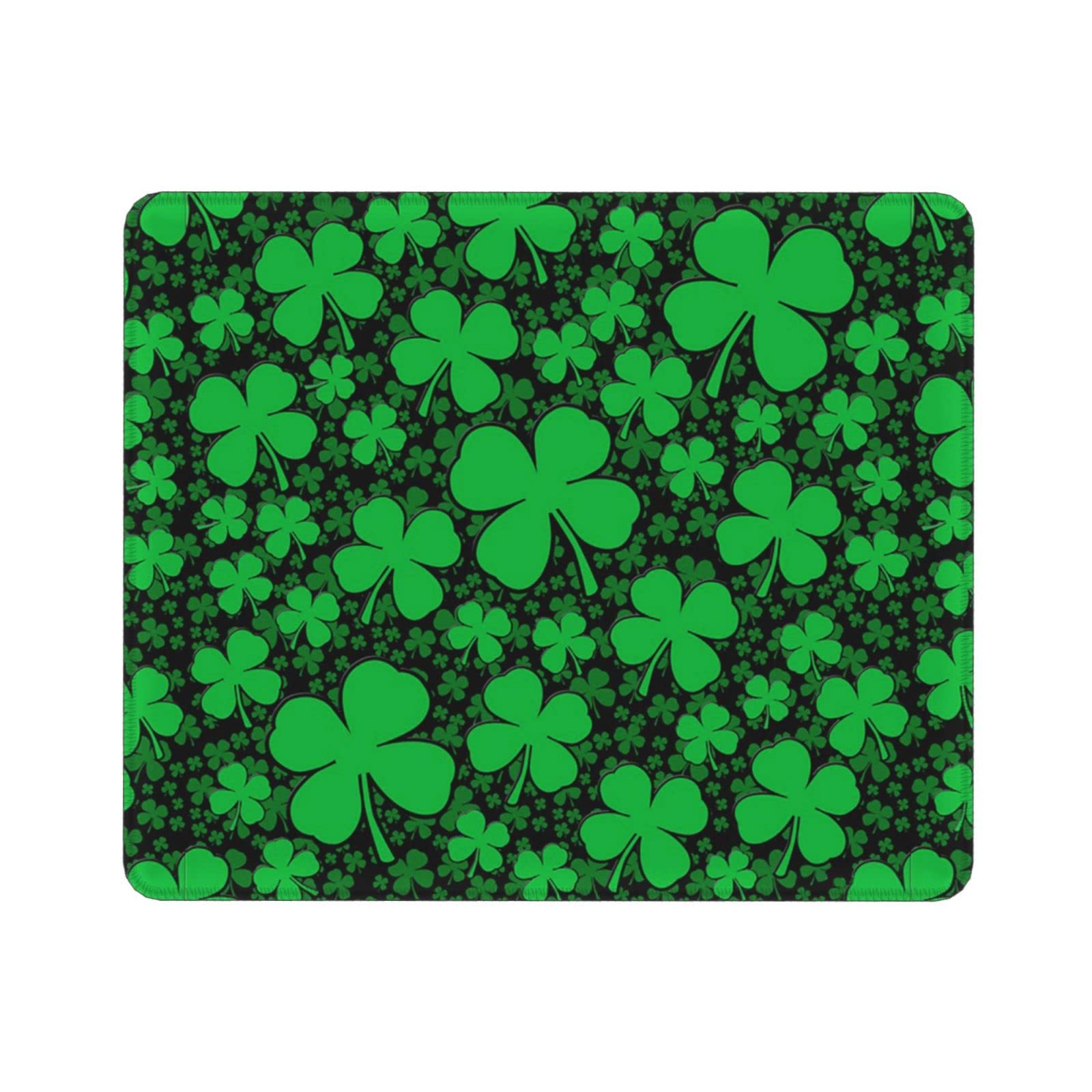 St. Patrick'S Day Mouse Pad,Lucky Clover Pattern With Irregular Continuous Shamrocks, Rectangle Non-Slip Rubber Mousepad, One Si