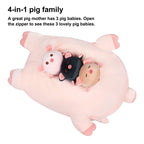 Achwishap Pig Stuffed Animal Mommy 19.6    With 3 Pig Plushies,4 Pcs Cute Pig Plush Pillow,Kawaii Toys Soft Hugging Pillow For K