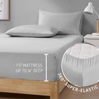 Degrees Of Comfort Coolmax Cooling Sheets | Queen Size Bed Sheet Set For Hot Sleepers | Soft Fabric With Deep Pocket, Light Grey 4Pc