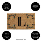 Evergreen Monogram Coir Doormat | Letter L | Front Door Mat For Outdoor Indoor Entrance | 28X16 Inches | Non-Slip Backing Doorwa