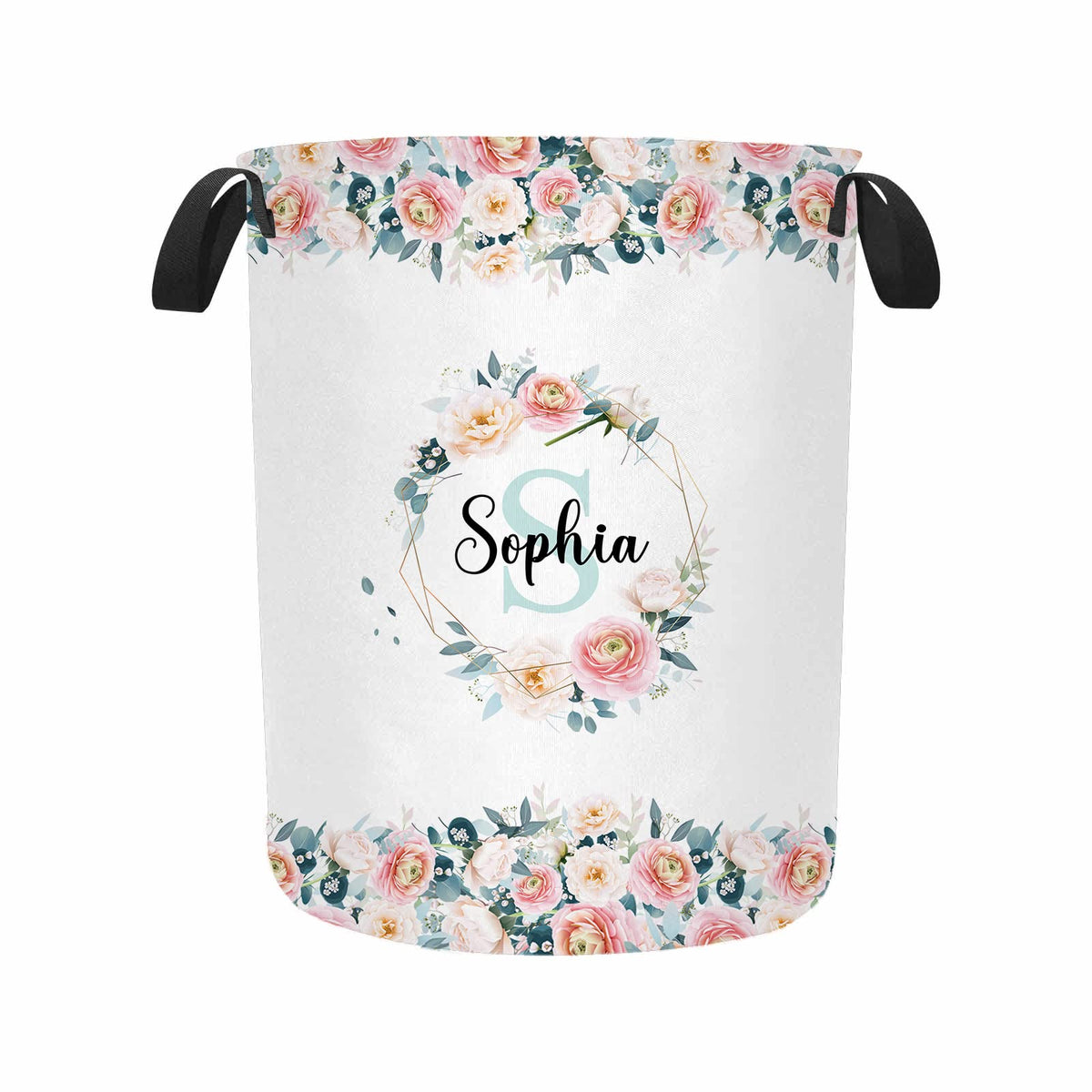 Custom Large Laundry Basket with Name, Personalized Collapsible Laundry Bag for Bathroom Living Room Bedroom Baby Nursery, Folda