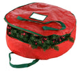 Christmas Wreath Storage Bag 30-Tear Resistant Zippered Bag with Reinforced Handles -30 x 30 x 8 (Red)