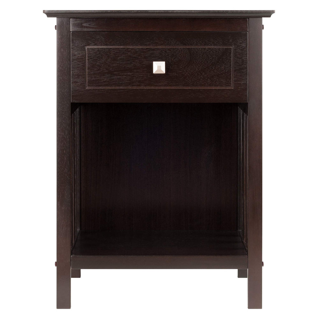 Ergode Claire Curved Nightstand - White | Versatile Bedroom Accent Table | Pull-Out Drawer & Bottom Shelf | (23117-VV)