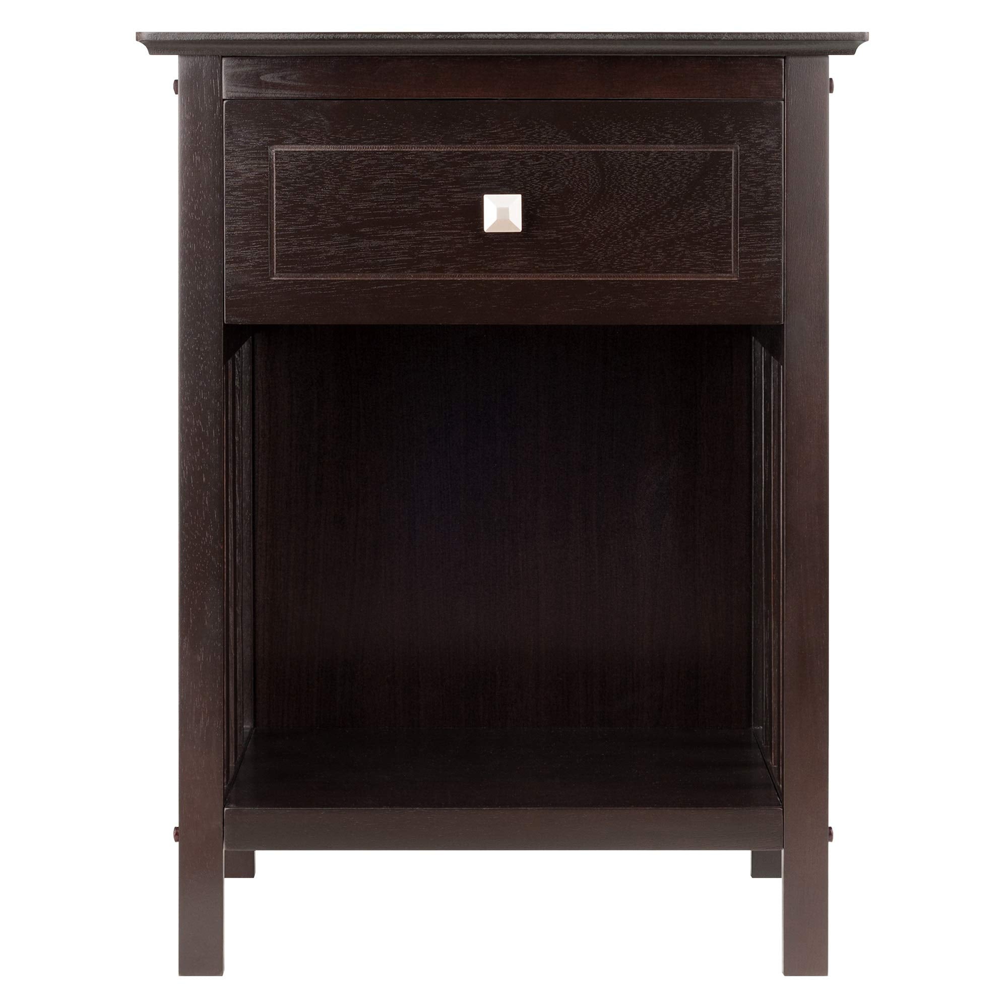 Ergode Claire Curved Nightstand - White | Versatile Bedroom Accent Table | Pull-Out Drawer & Bottom Shelf | (23117-VV)
