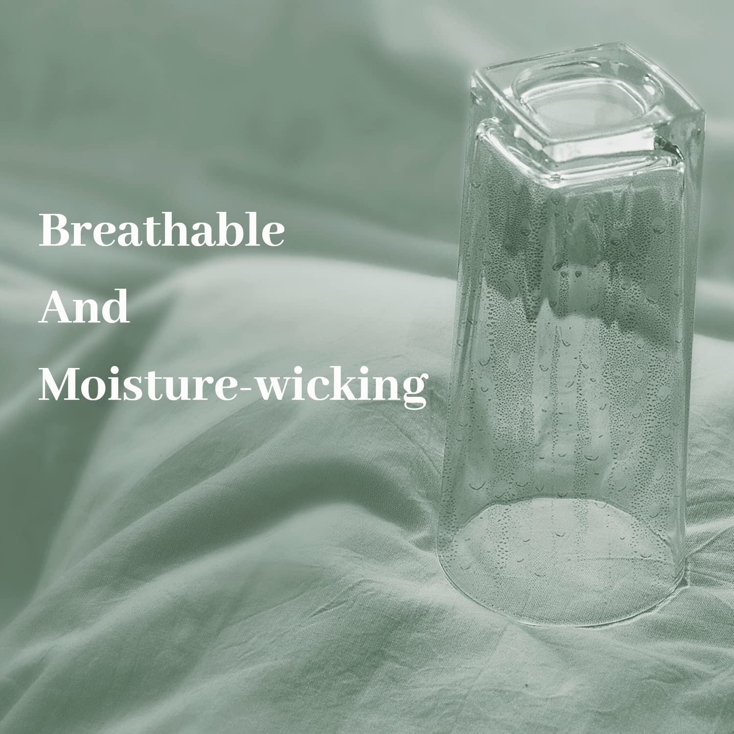 Nexhome Pro Green Duvet Cover Set California King Linen Feel Textured Organic Natural 100% Washed Cotton Duvet Cover 3 Pieces Bedding Set With Zipper Closure, Breathable, Soft (No Comforter)