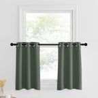 Nicetown Kitchen Tier Curtains Privacy 24 Inch Length Cafe Curtains Over Sink Short Grommet Top Cabinet Caravan Bathroom Small Basement Window Curtain Mini, 2 Panels, 29' W X 30' L, Dark Mallard