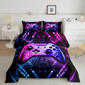 Gamer Comforter Set Full Size For Boys,3 Pcs Honeycomb Geometry Comforter Video Game Bedding -All Season Soft Microfiber Down Co