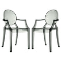 Modway Casper Modern Acrylic Stacking Two Dining Armchairs In Smoke