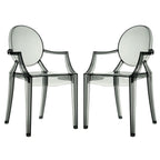 Modway Casper Modern Acrylic Stacking Two Dining Armchairs In Smoke