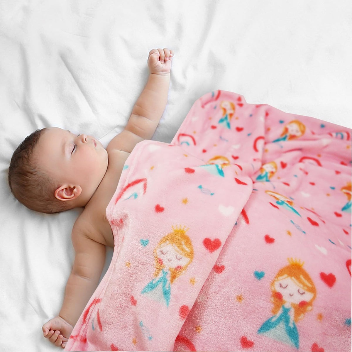 Softan Pink Princess Blanket For Girls, Kids Throw Blanket For Boys And Girls Soft Cozy Flannel, Cute Princess Blanket For Sofa