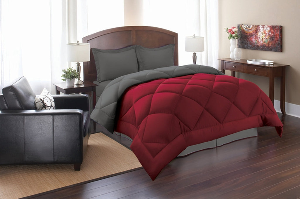 Elegant Comfort Goose Down Alternative Reversible 3-Piece Comforter Set - Breathable And Super Soft All Season Reversible Diamon