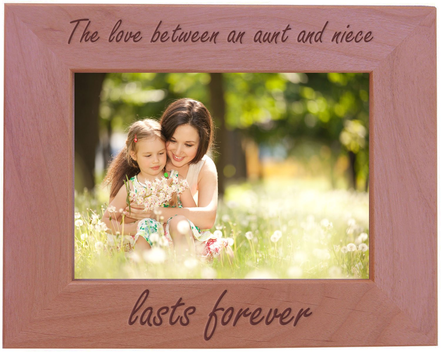 The Love Between an Aunt and Niece lasts forever Natural Alder Wood Engraved Tabletop/Hanging Photo Picture Frame (5x7-inch Hori
