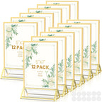 Yoaeaily Gold Frames 5X7 Acrylic Sign Holder Double-Sided Tabletop Picture Frames For Menu, Wedding Table Number, Christmas Phot