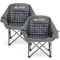 Huskfirm 2 Pack Camping Chairs Oversized Padded Camping Chair Heavy-Duty Foldable Camping Chairs with Cup Holder and Cooler Bag 