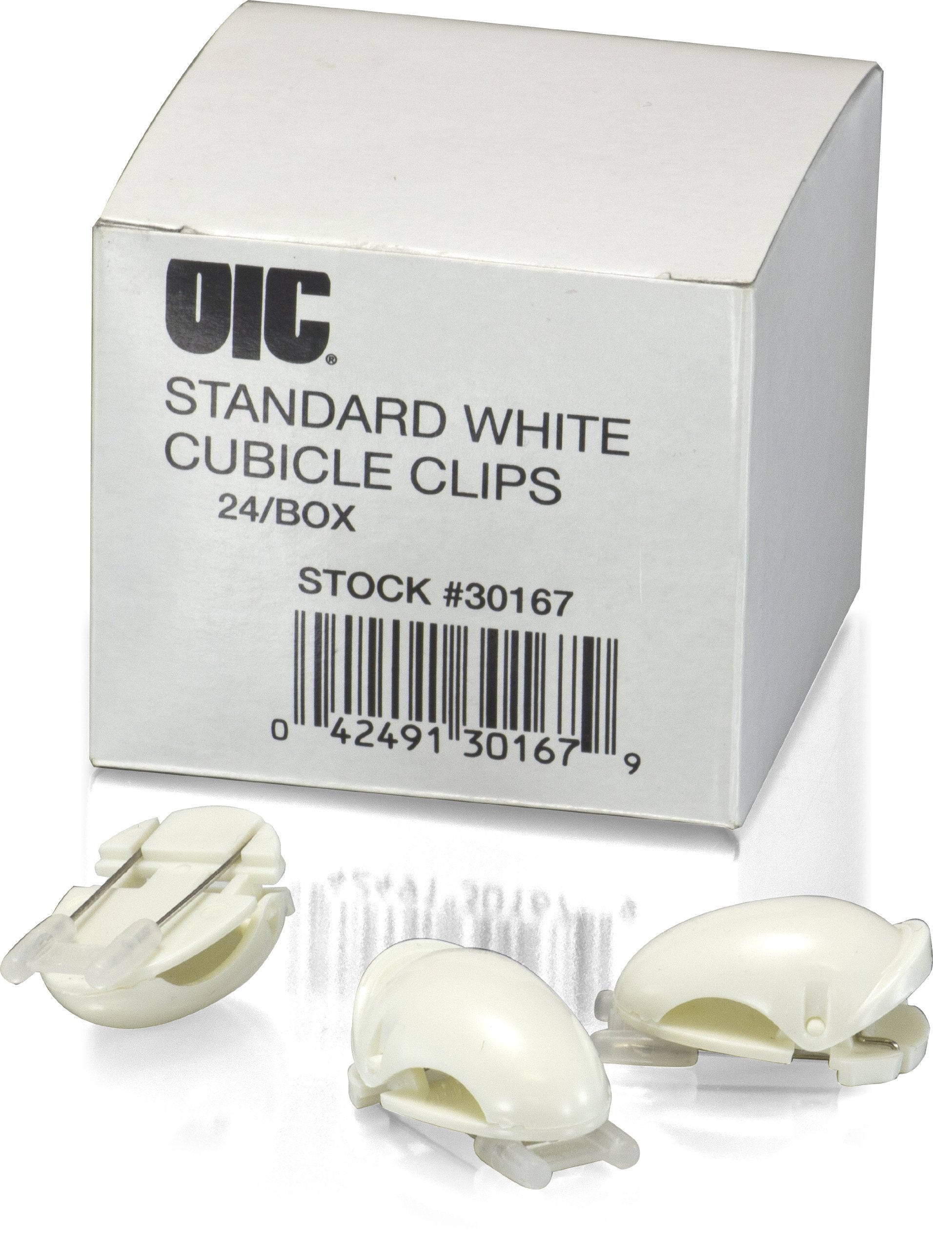 Officemate Cubicle Clips, Plastic, White, Box of 24, Model 30167
