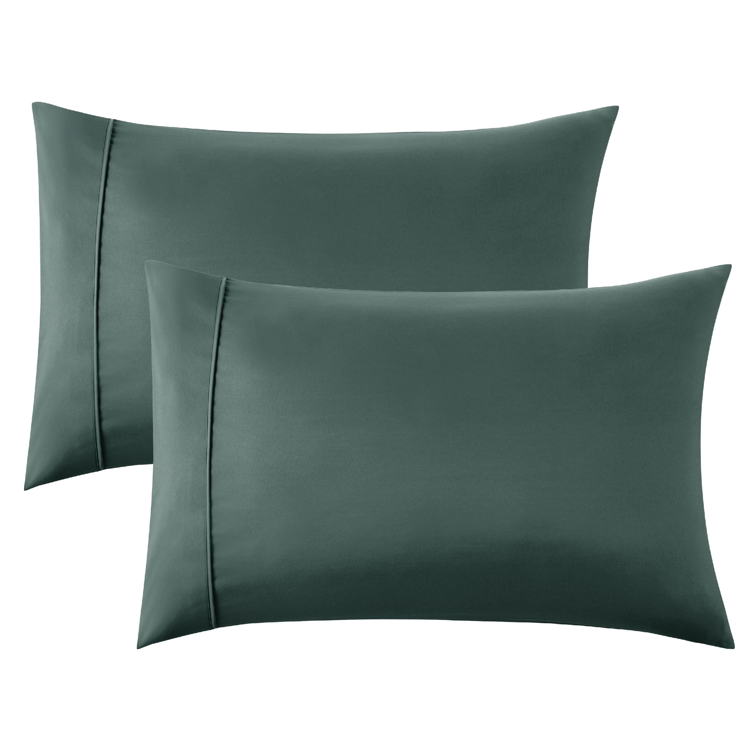 Bedsure Pillow Cases Standard Size Set Of 2 - Forest Green Brushed Microfiber Pillowcases, Super Soft And Cozy Pillowcase, Pillow Case Covers With Envelop Closure, 20X26 Inches