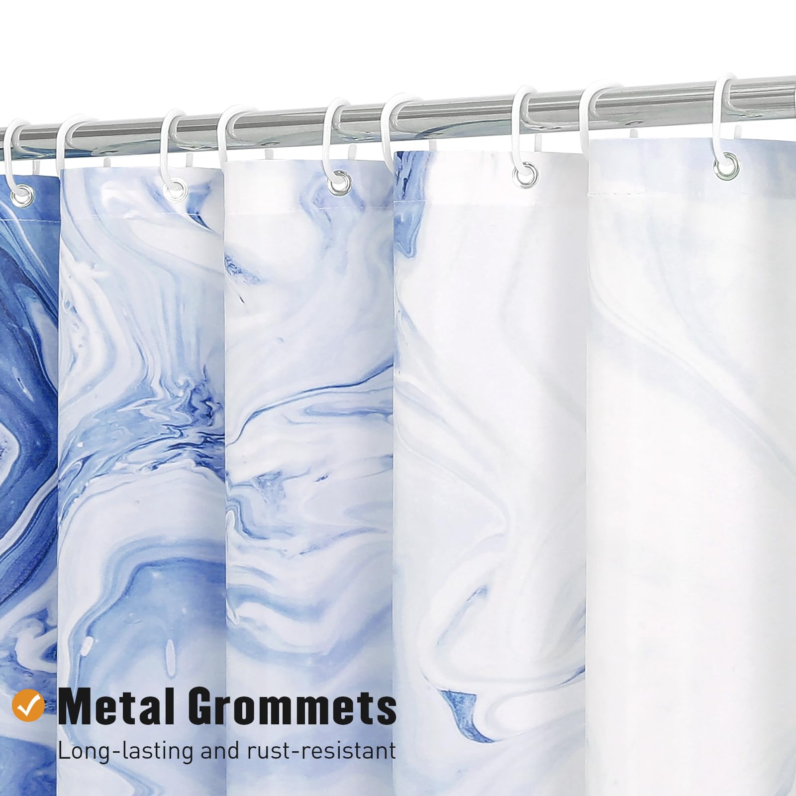 Mitovilla Blue Marble Shower Curtain, Modern Ombre Fabric Cloth Shower Curtains For Luxury Bathroom Decor, Abstract Watercolor S