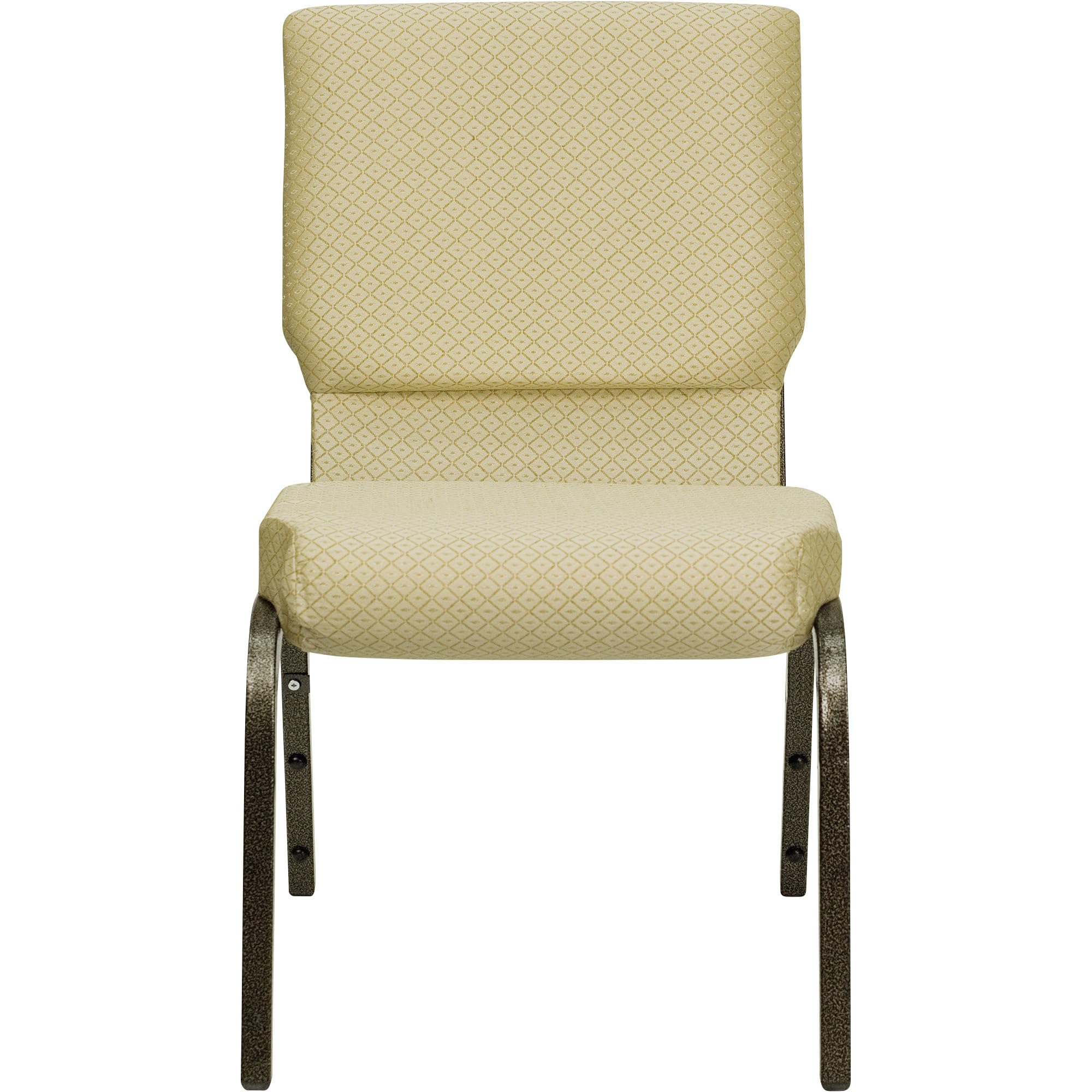 Flash Furniture HERCULES Series 18.5''W Stacking Church Chair in Beige Patterned Fabric - Gold Vein Frame