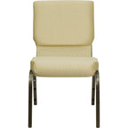 Flash Furniture HERCULES Series 18.5''W Stacking Church Chair in Beige Patterned Fabric - Gold Vein Frame