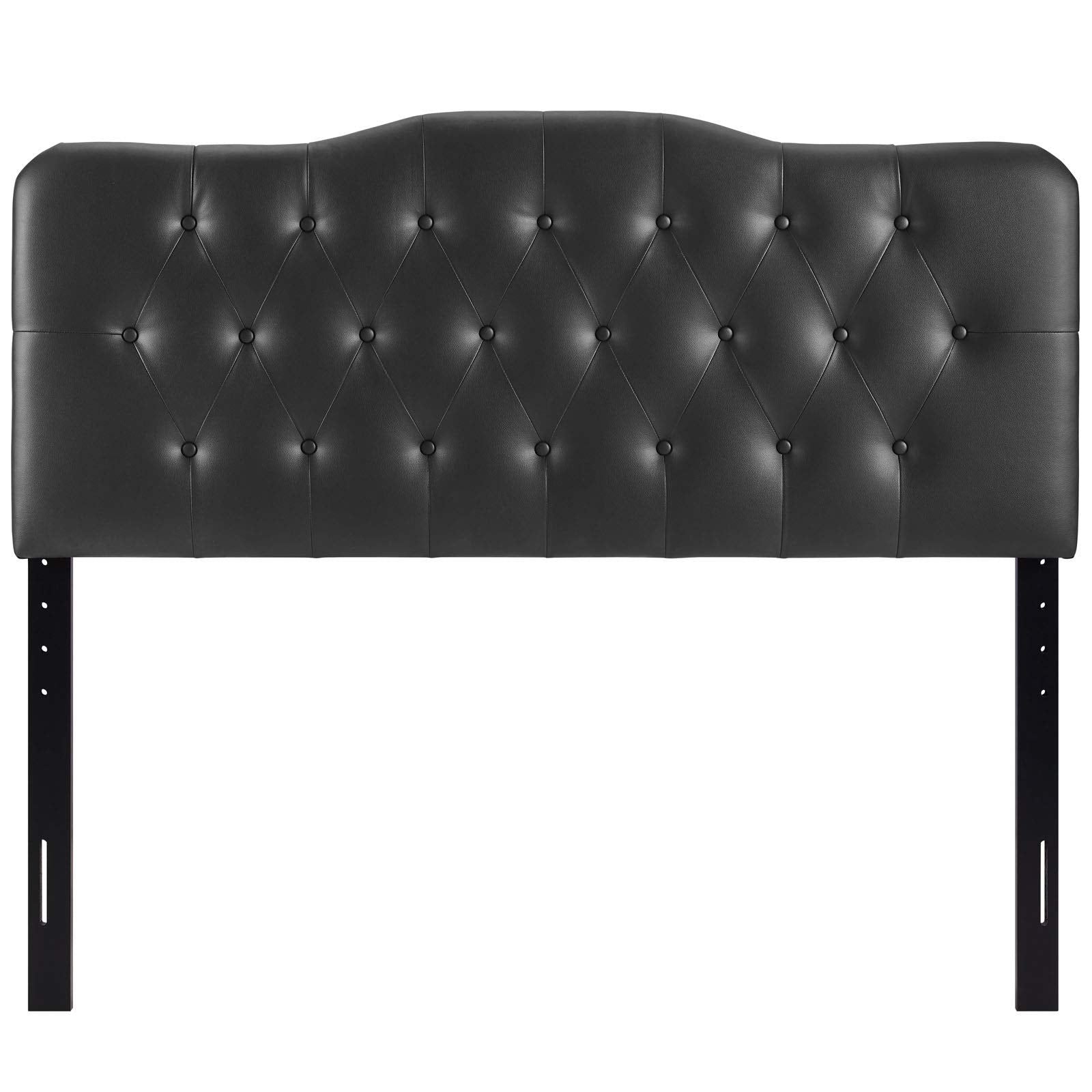 Modway Annabel Tufted Button Faux Leather Upholstered Queen Headboard in Black