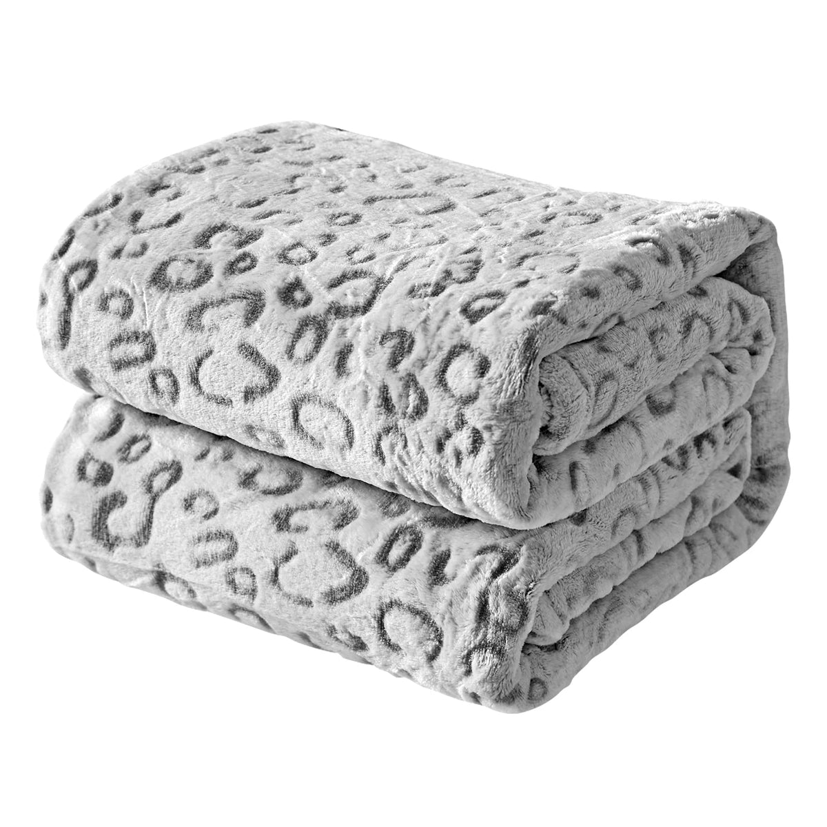 Fy Fiber House Flannel Fleece Throw Blanket, Lightweight Cozy Plush Microfiber Bedspreads For Adults,90'X90',Grey Leopard