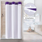 Mitovilla Purple Waffle Small Stall Shower Curtain 36 X 74, No Hooks Needed Half Size Narrow Waffle Weave Fabric Shower Curtain