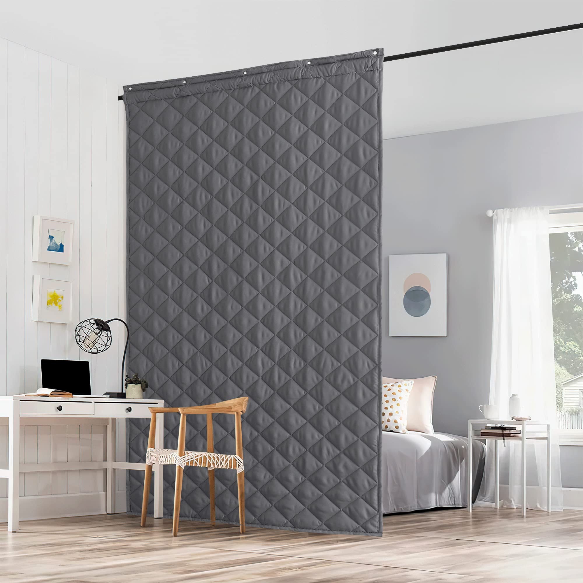 RYB HOME Large Soundproof Blanket, Thermal Insulated Door Curtains for Doorway Noise Reducing Divider for Workshop Basement Laun