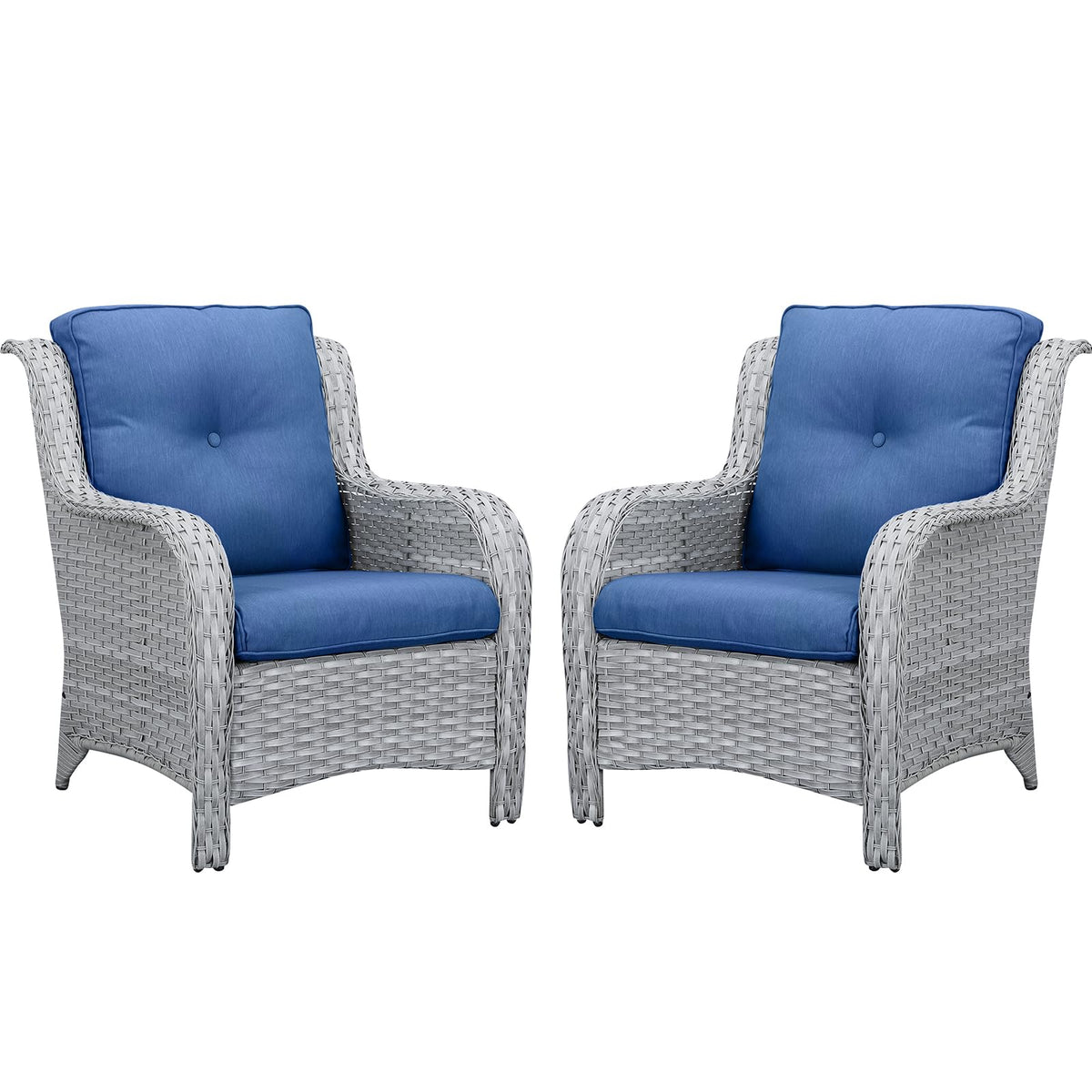 Belord Patio Dining Chairs Set Of 2, All-Weather Wicker Chair Patio Club Chairs, Outdoor Deep Seating Set Patio Furniture With C