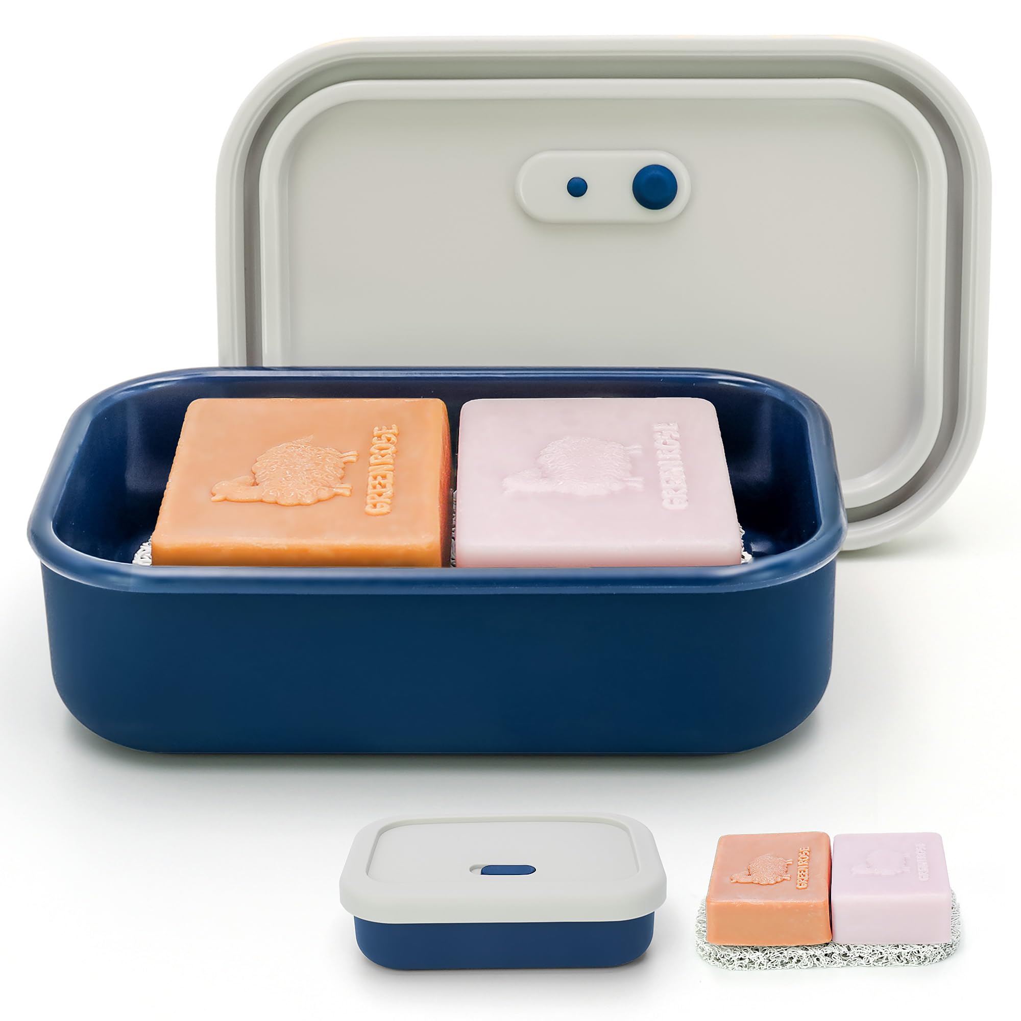 AIDIMMING Enhanced Leak Proof Travel Soap Case with Lid,Silicone Soap Container for Traveling,Large Shampoo Bar Holde,Soap Dish 