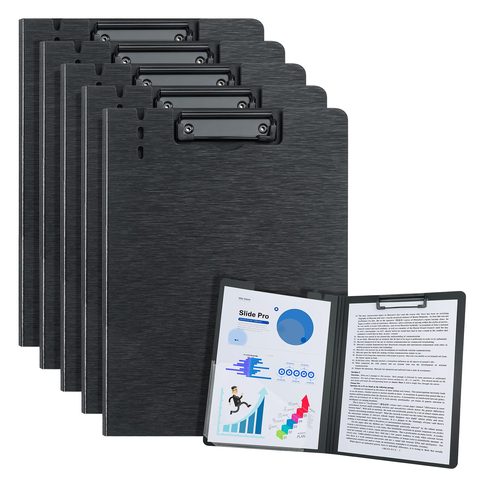 Urbantin A4 Clipboard Folder,A4 Foldable Clipboards With Pocket,5 Pack A4 Clipboards Clip Board For Memo Form Document & School