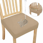 Easy-Going 100% Waterproof Seat Covers For Dining Room Chairs Set Of 4, Stretch Chair Seat Slipcovers Protector Removable And Washable Kitchen Dining Chair Covers, Khaki