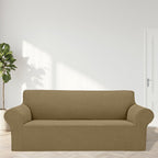 2025 New Stretch Sofa Slipcovers Couch Cover For 3 Cushion Furniture Protector Sofa Covers With Elastic Bottom Jacquard Fabric Small Checks For Pets, Kids -Sofa, Tan