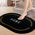 SITTELLA 1 Piece (3.5mm) AntiSkid Water Soaking Oval Home Print Rubber Mat, Water Absorbent Mat (40X60Cm) Black