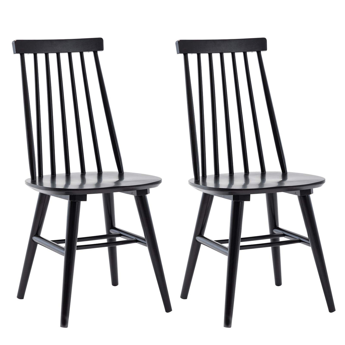 Duhome Dining Chairs Set Of 2, Wood Dining Room Chairs Slat Back Kitchen Room Chair Windsor Chairs, Black