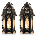 NUPTIO Moroccan Style Candle Lantern, Small Sized Tealight Candle Holder with Transparent Glass Panels Great for Patio, Indoors/