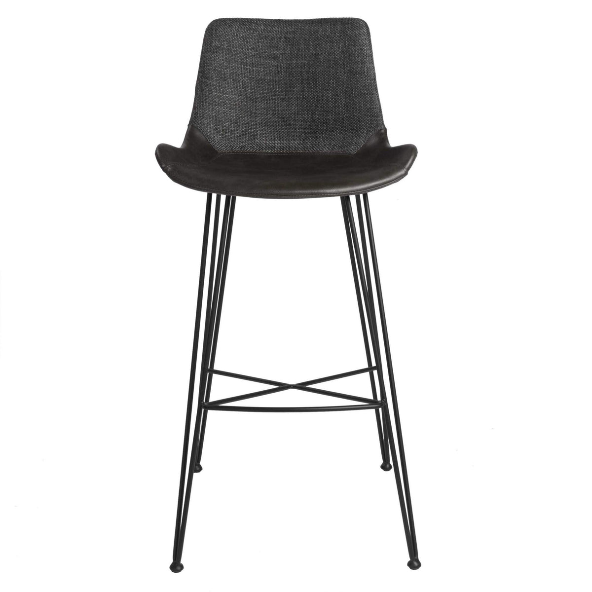 HomeRoots 22.45' X 19.3' X 40.16' Dark Gray Leatherette Bar Stool with Matte Black Legs