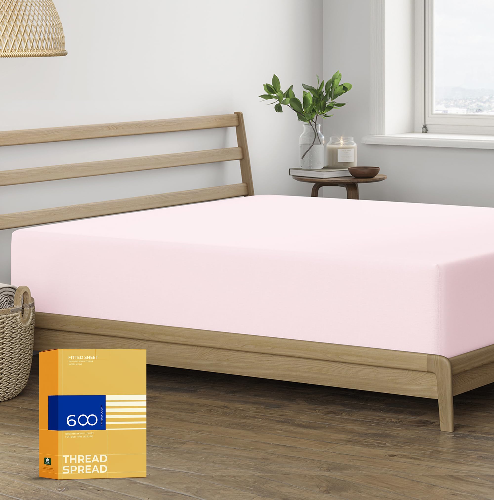 Thread Spread King Size Fitted Sheet Only - 100% Egyptian Cotton 600 Thread Count Deep Pocket King Fitted Sheet, Fitted Sheet Ki