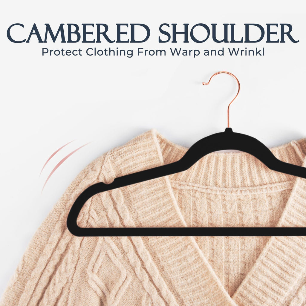 House Day Velvet Hangers 30 Pack, Premium Clothes Hangers Non-Slip Felt Hangers, Sturdy Black Hangers Heavy Duty Coat Hangers, D