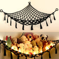 Yewiwin Cotton Stuffed Animal Organizer, Handmade Macrame Hanging Net Hammock for Toy Storage, Boho Decor Room Holder, Triangula