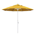 California Umbrella 9 Round Aluminum Market Umbrella, Crank Lift, Collar Tilt, White Pole, Pacifica Yellow